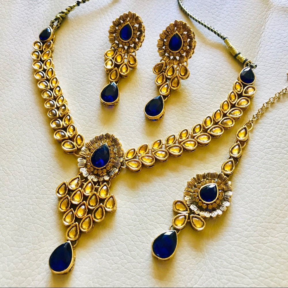 Indian Jewelry Set - Blue and Gold